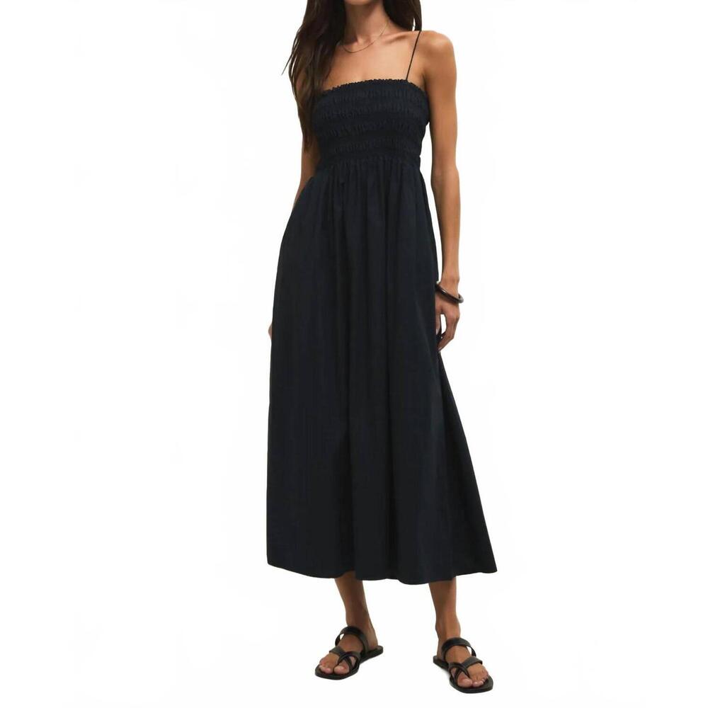 NEW Z SUPPLY cornelia poplin midi dress in black - Picture 1 of 9